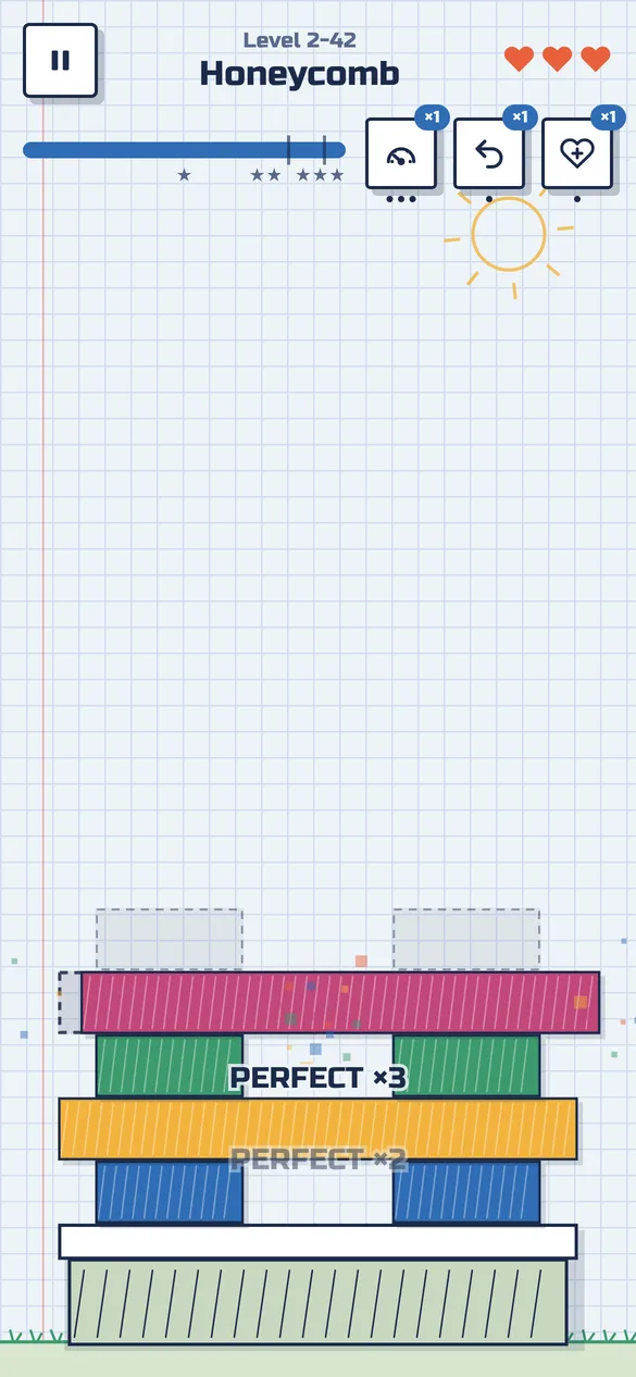 Game screen: a tower built to the outline